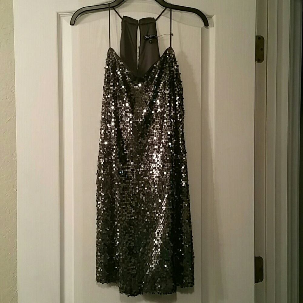 Express Silver Sequin Dress size M